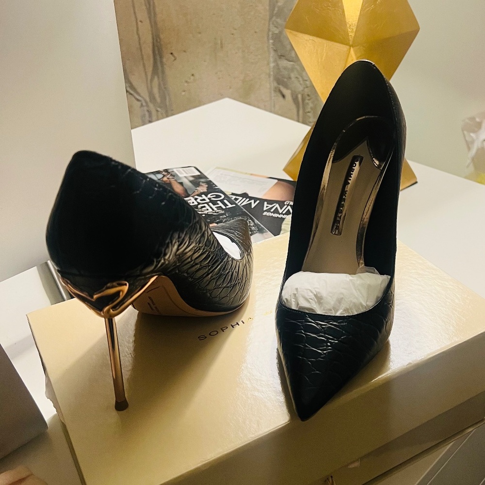 Sophia Webster - Coco Flaming Black Embossed Leather Pumps